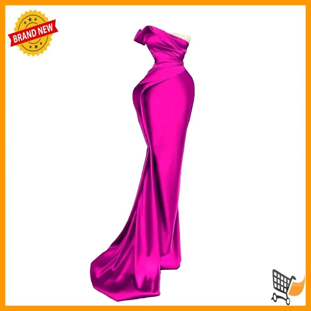 Long Strapless Mermaid Prom Dress Sequin Beaded Satin Formal Evening Gown